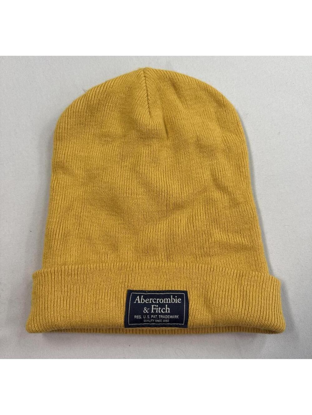 Rare Vintage Abercrombie & Fitch Mustard Yellow Knit Beanie Hat